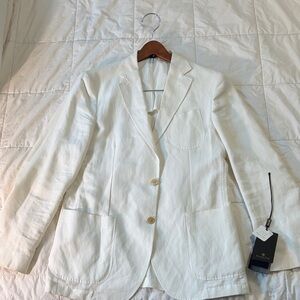 Massimo Dutti white cream linen Blazer